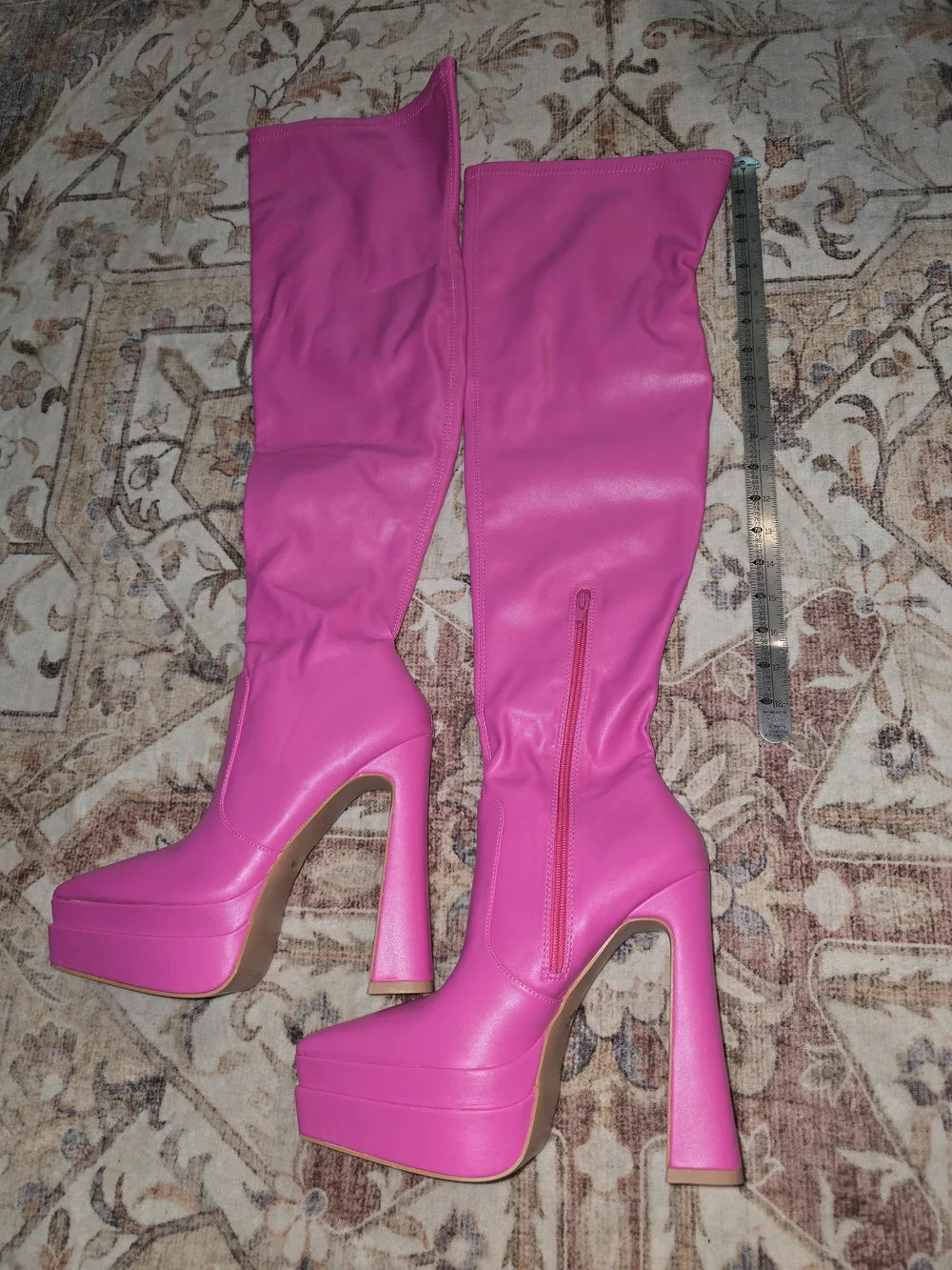 Women’s Hot Pink Platform Thigh-High Boots